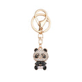 Creative Black Oil Dripping Animal Panda Car Keychain Rhinestone Crystal China Panda Charm Key Chain for Backpack