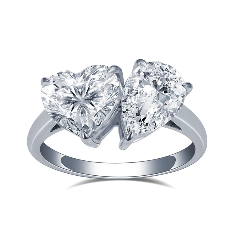 MSR-1352 Customization 9K/10K/14K/18K White Gold  CVD HPHT  Lab Grown Diamond Two Stones Ring