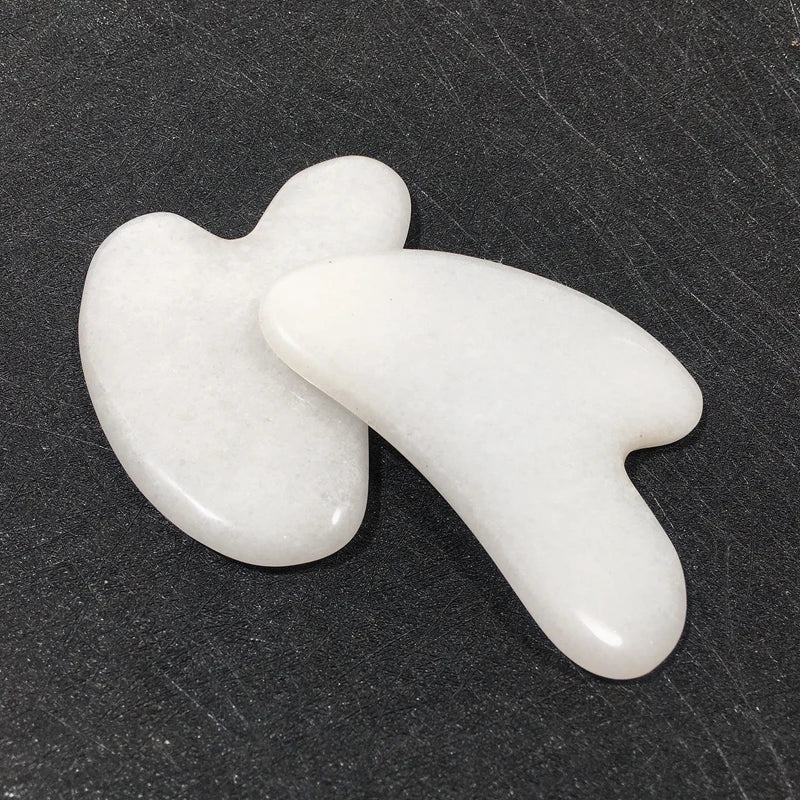 Diy Gems High Quality Face White Jade Heart Shape Gua Sha Bian Stone Kit MegaBDM