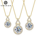 GRA Certified 925 Sterling Silver 8mm Classic 2ct Moissanite Pendant Necklace Diamond Charm for Women