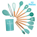 Kitchen Cooking Silicone Utensils Set with Wooden Handle for Home Kitchen Use Durable and Easy to Clean