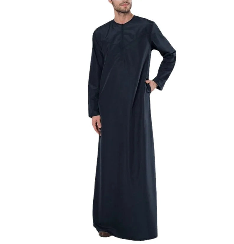 S-5XL New Muslim Middle Eastern Arab Dubai Robe Malaysian Men's Loose Fitting Robe Zippered Shirt