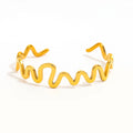 High End 18K PVD Gold Plated Tarnish Free Waterproof Irregular Bend Curve Lines Cuff Bracelet Bangle Stainless Steel Jewelry