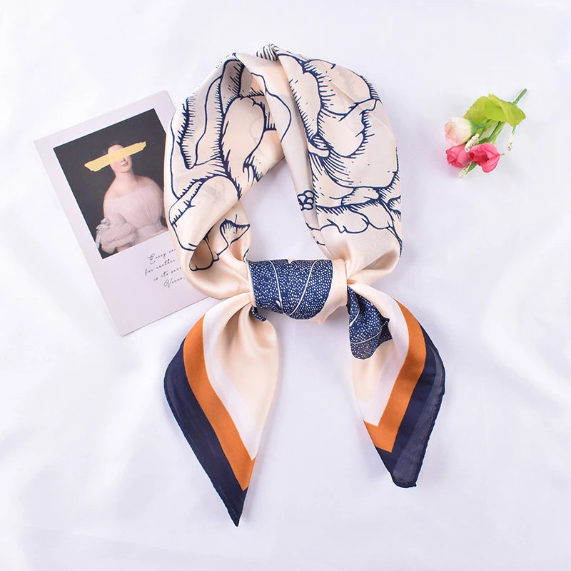 QL Luxury Design Women's Summer Sunscreen Square Scarf Custom Satin Chiffon Silk Hijab Bandanna for Outdoor Use