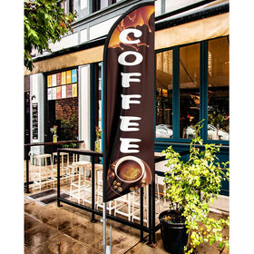 Factory Wholesale High Quality 3x5ft 100%Polyester Customized Coffee Shop Pole Kit Outdoor Advertisement Feather Flag