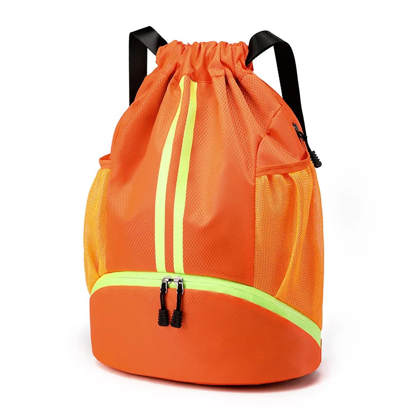 Custom logo Polyester Waterproof Recreational Sports Gym Pull String Backpack Bag Basketball Backpack with Shoe Compartment