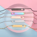 Hot Sale Stainless Steel Necklace Rectangular Hollow Heart Long Pendant Bar Necklace 18Inch for Women