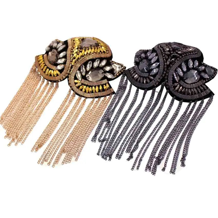 Luxury Fashion Rhinestone Shoulder Accessory Coat Skirt Set Fringe Beaded Shoulder Decoration