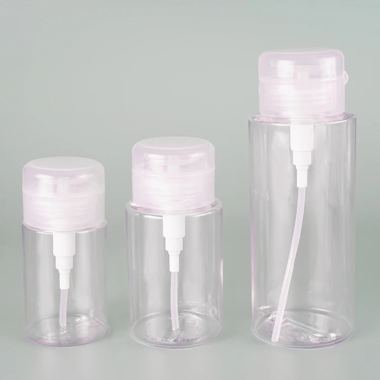 Luxury Empty 100ml 150ml 200ml 300ml Skin Toner Plastic Bottle Empty Push Down Eye Makeup Nail Polish Remover Pump Bottle