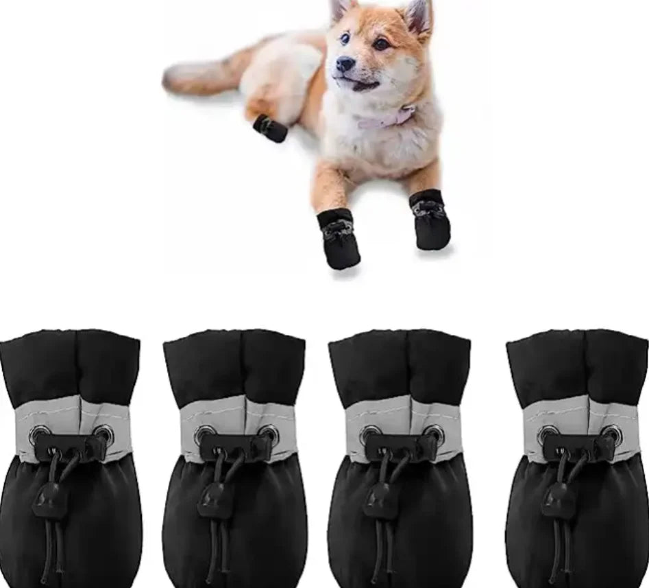 4pcs Waterproof Winter Warm Anti-Slip Dog Walking Boots Luxury Sport Style Pet Dog Shoes Mesh Cotton Animal Outdoors Units