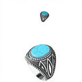 Turkish 925 Sterling Silver Men's Ring Ottoman Style Naturel Black Stone Handmade Fine Jewelry Azuris VALKH1325