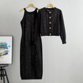 European Style High-End Women's Slim-Fitting Floral Suspension Dress Jacket Casual Floral Long for Spring Fall Cross-Border Set
