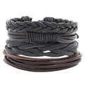 European and American Popular 4-Piece Combination Leather Bracelet Woven Leather Fashion Bangle