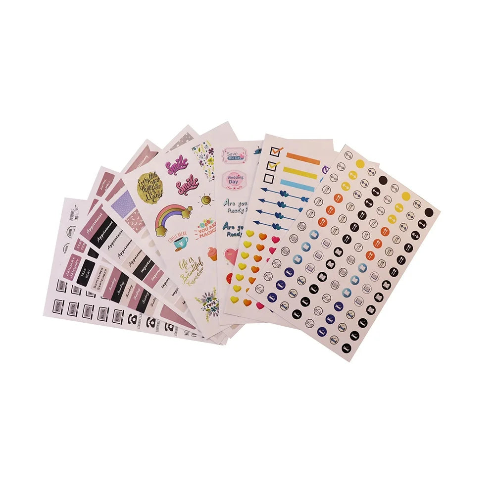 Hot Selling Monthly Weekly Daily Planner Diary Journal Notebook Sticker Set Ready to Ship for Habit Setting Office School Supply