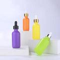 Colored flat shoulder glass dropper bottle 20ml 30ml 40ml 50ml glass cosmetic dispenser containers for serum toner essential oil