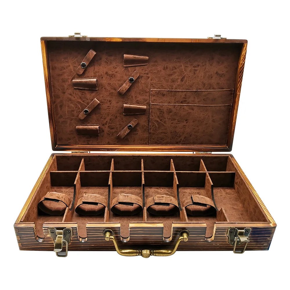 Wholesale Customized Luxury Barbershop Retro Brown Holder Portable Box Case Salon Hair Stylist Tools Storage Box for Barber