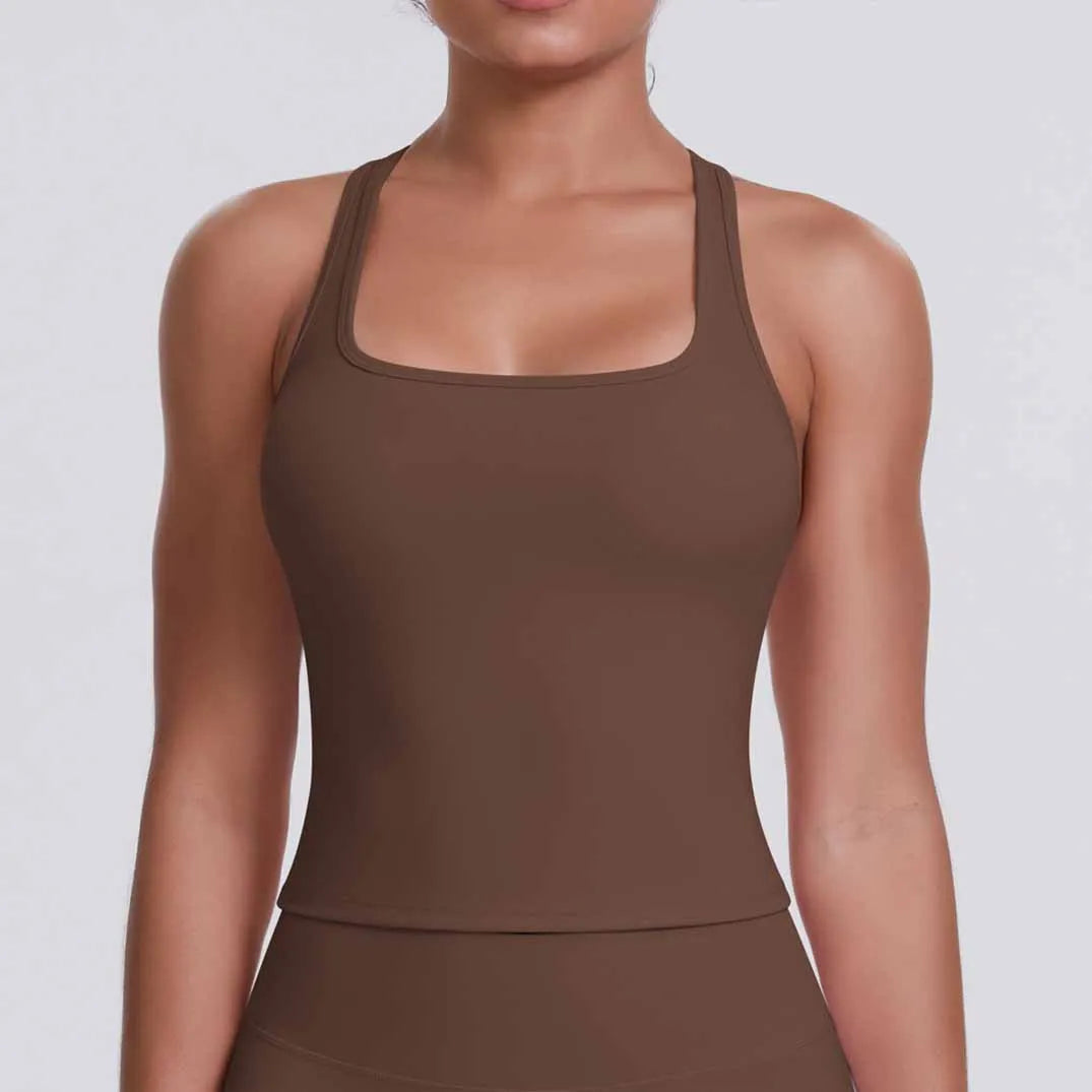 XW-7122 Round Neck Wholesale Backless Tank Top Activewear Sports Fitness Sleeveless Sports Women Gym Corset Tops