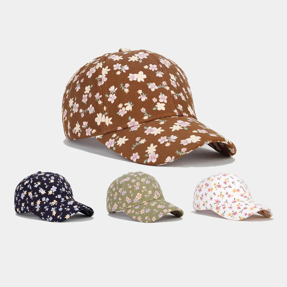 New Popular Full Print Small Flower Woman and Girl Fashion Outdoor Travel Hats Sports Baseball Caps Gorras Para Hombre Originale