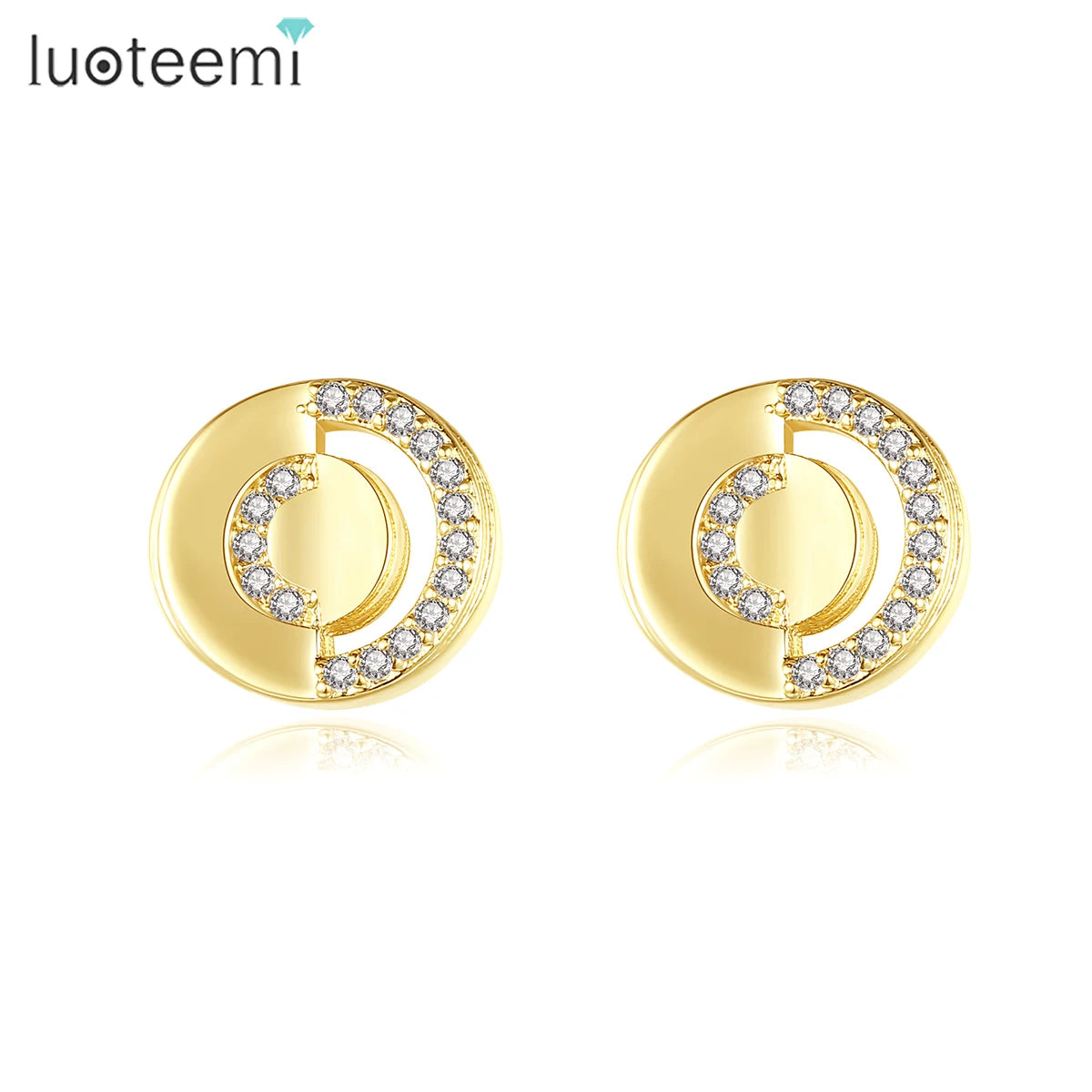 LUOTEEMI Stud Cubic Zirconia Earrings Cheap Price 18k Gold Plated AAA Cubic Zirconia Elegant Jewelry