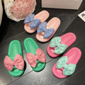 Women's EVA Open Toe Outdoor Sandals Ladies Slide-on House Slipper with Bow for Beach Home Winter Cushioning Evergreen