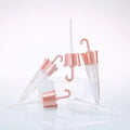 Cute Umbrella Shaped Lip Gloss Empty Tubes Rose Gold Electroplated Cap Clear Vertical Strip Refillable Container FAYE Plastic MegaBDM