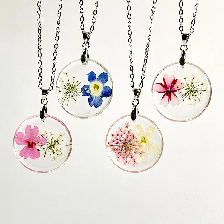 Creative New Natural Plant Specimen Necklace Wholesale Simple Dried Flower Pendant Necklace for Women