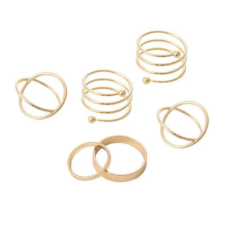 G690 Vintage Jewelry Joint Finger Ring Gold Black Silver Knuckle Stackable Rings Set
