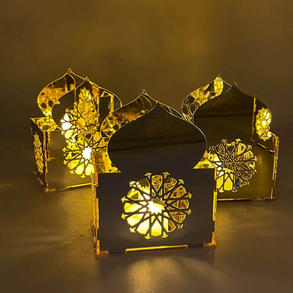 EID Mubarak Acrylic Lantern Ornament Ramadan Decoration Home Islamic Muslim Party Gifts Ramadan Kareem Light Decor Eid Abaya Al