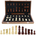 Factory 38cm 15 Inch Walnut Maple Wooden Customizable Travel Tournament Chess Set Magnetic Folding Board Pieces RUNAN Model 0309