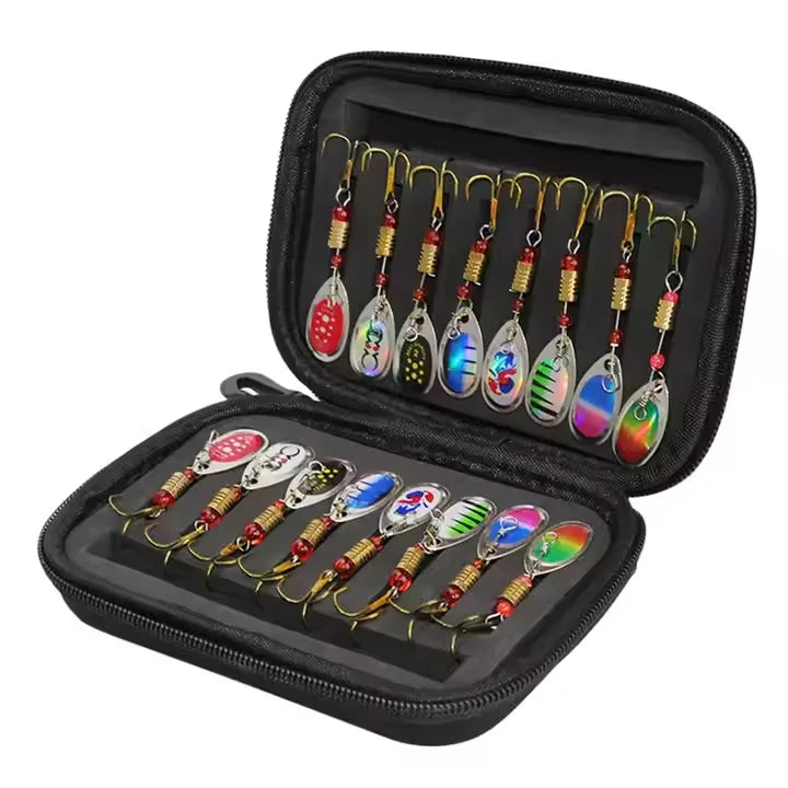OEM Factory Sales Set of 16 Metal Fishing Spoons Lures Baits Hooks Spinners Essential Fishing Accessories