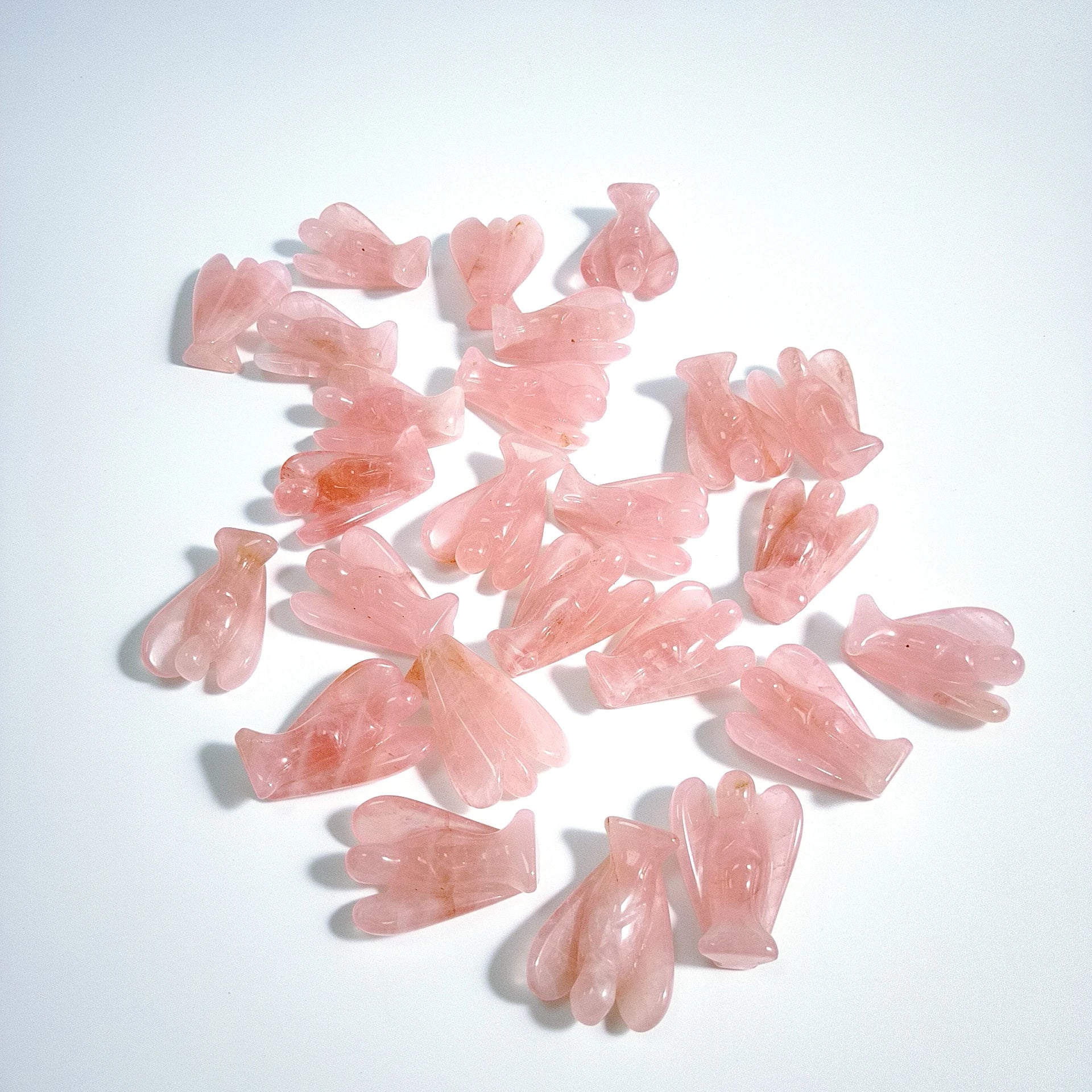 Huiying New Hand Carved Vivid Animal Figure 1.5 Inch Gemstone Rose Quartz Angel Carving Gift Crafts