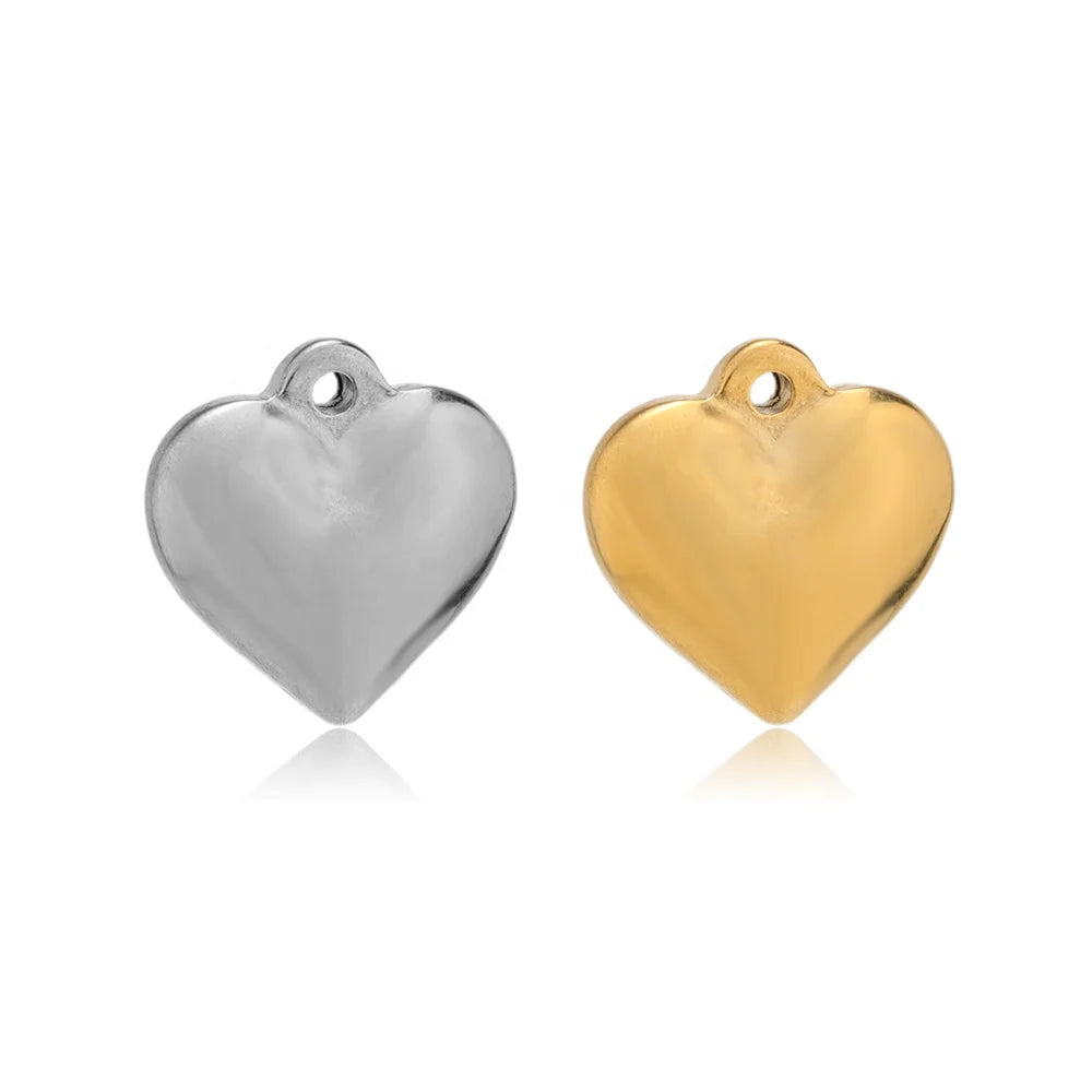 5Pcs Stainless Steel Oil Pressure Loving Heart Cute Charms Pendants for DIY Jewelry Findings Necklace Materials Wholesale