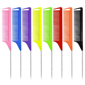 Heart Resistant Salon Dressing Travel Colors Combs Large Teeth Holographic Print Gel Carbon Steel Rat Tail Comb Pack