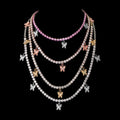 2022 New Arrivals Stainless Steel Trendy 5mm Tennis Chain Cute Gold Butterfly Necklace for Women Custom Party & Wedding