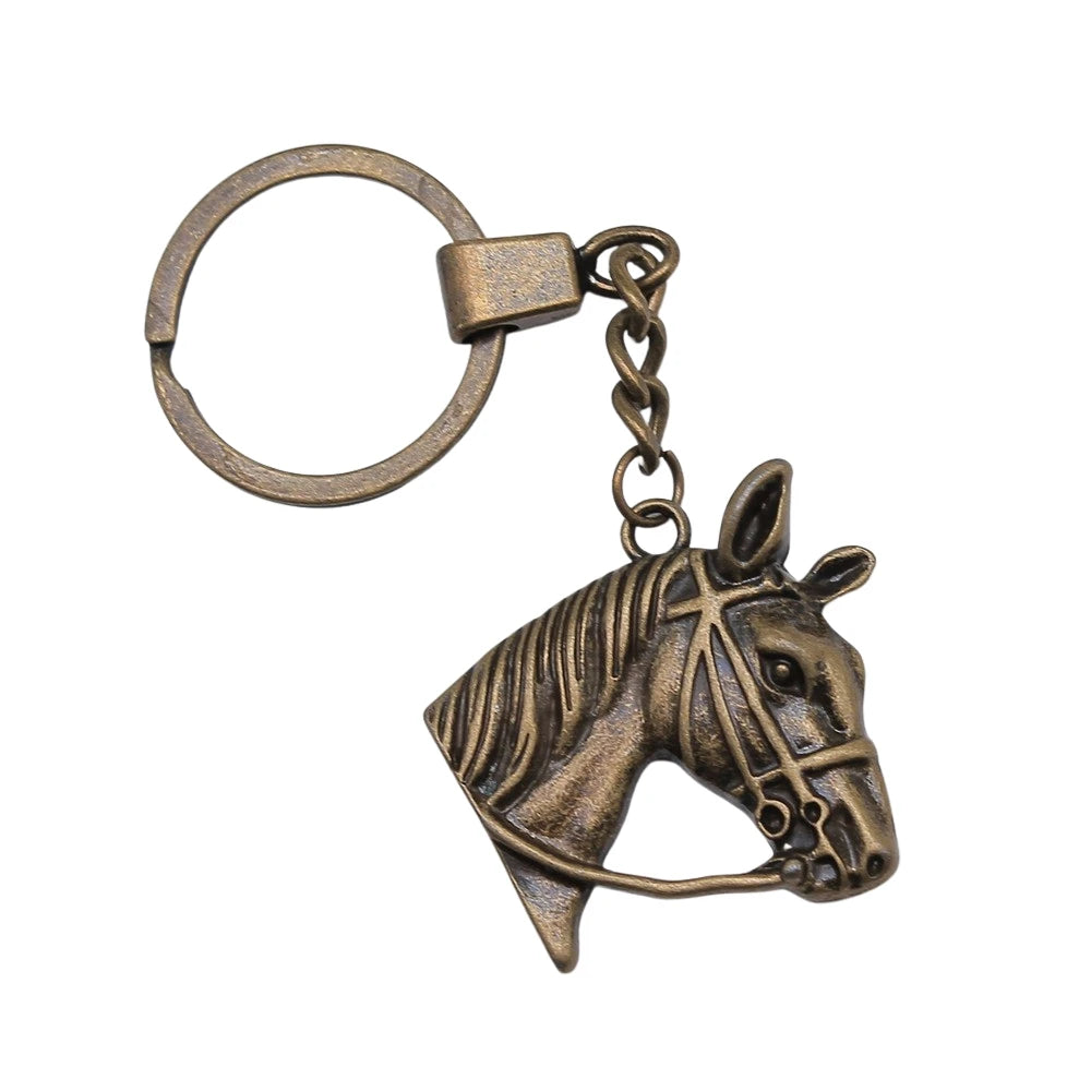 WYSIWYG 37x36mm Antique Silver Plated Antique Bronze Plated Zinc Alloy Horse Head Keychain for Souvenirs Gift P2-ABD-C12609