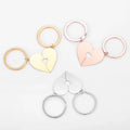 New Arrival Style Vintage 1pair Style Hollow Heart Inside Customized Engraved Stainless Steel Blank Couple Puzzle Heart Keychain