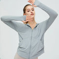Ladies Casual Jacket Womens Fashion 2023 Sun-proof Clothing Zip up Curved Hem Womens Fitness Jacket