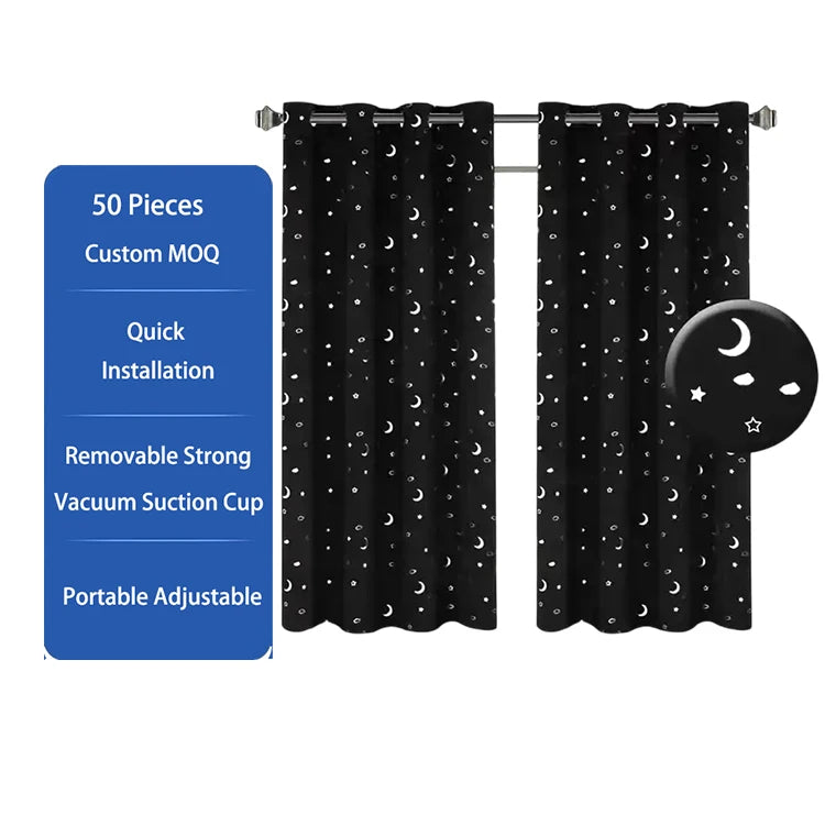 Quick Installation Window Blinds Travel Curtain Black Blackout Curtains