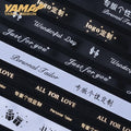 Yama Ribbon Black White Custom logo Printing Satin Gold Hot Stamping Grosgrain Customized Printed Ribbon Tape