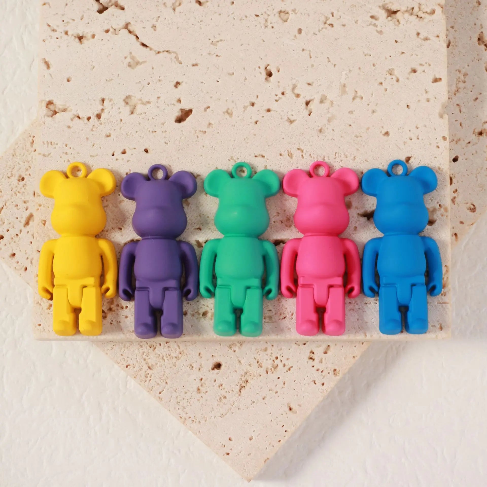 Cartoon Bear DIY Jewelry Accessories Couple Macarone Color Three-dimensional Bear Necklace Earrings Earrings Alloy Accessories
