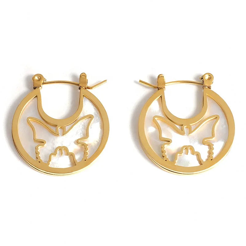 Micci 2022 New Trendy Women Huggie Loop Hollow Out Butterfly Shape Hoop Earrings