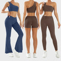 Custom Logo GYM Fitness Yoga Sport Wear Sets Cloths Pants Bubble Butt Workout Flare Pants Yoga Leggings Set for Women