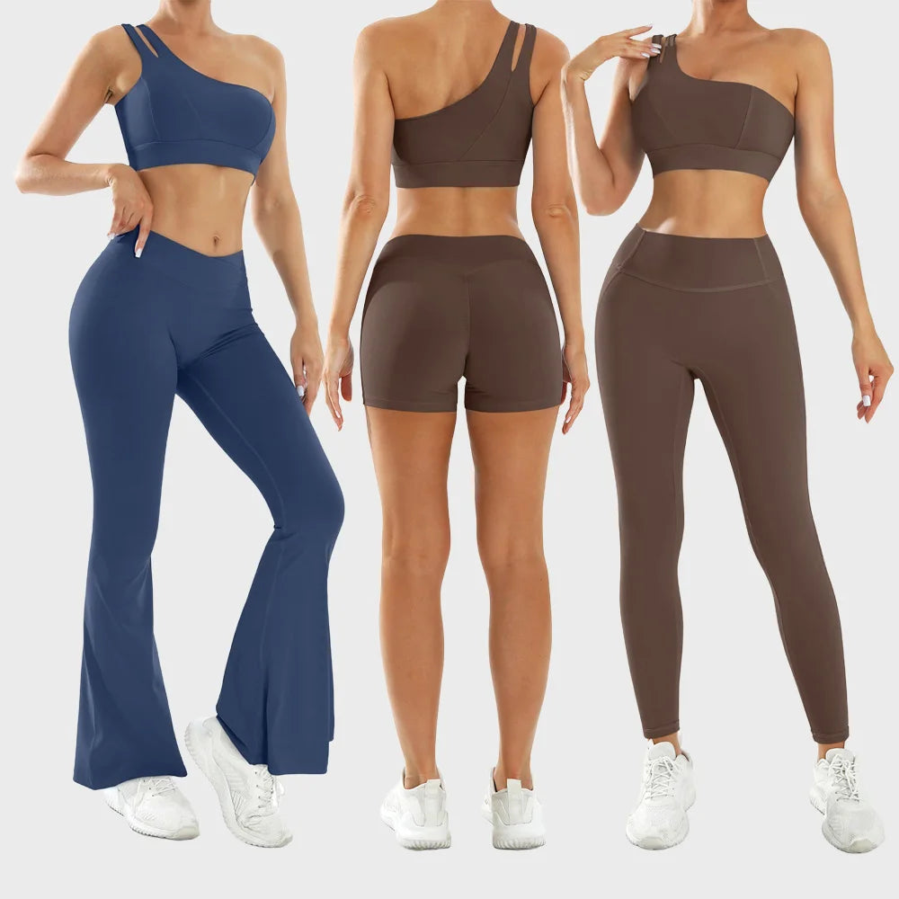 Custom Logo GYM Fitness Yoga Sport Wear Sets Cloths Pants Bubble Butt Workout Flare Pants Yoga Leggings Set for Women