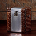 Customized Industrial for Trunk Genuine Leather Aluminium Antique Living Room Side Cabinet Table Home Storage Corner Cabinet
