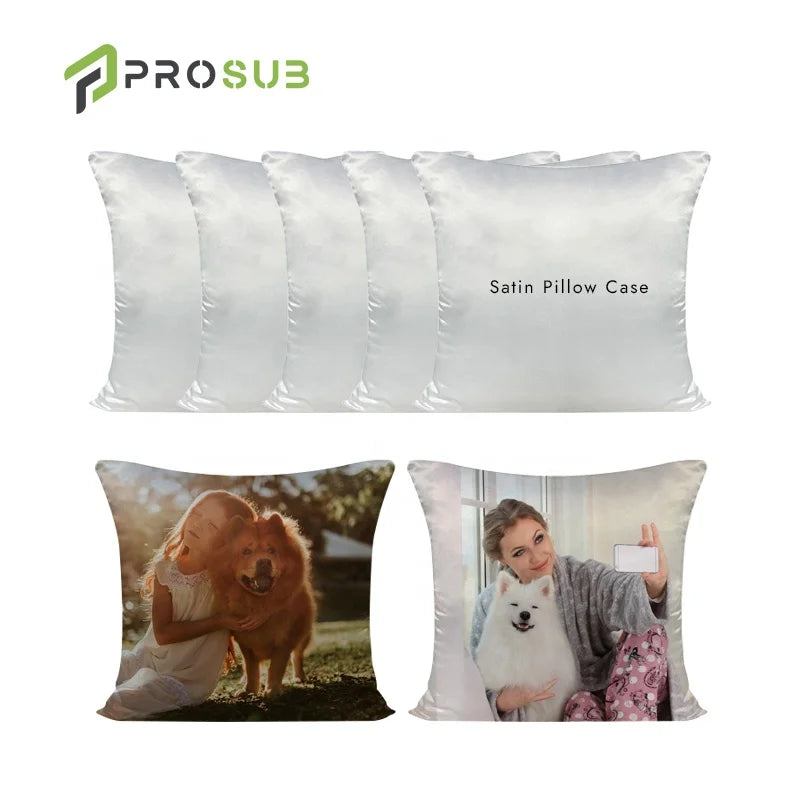 Prosub Wholesale 16In Sublimation Blanks Pillow Case Custom Print Logo 40x40CM White Cushion Cover Sublimation Satin Pillow Case MegaBDM