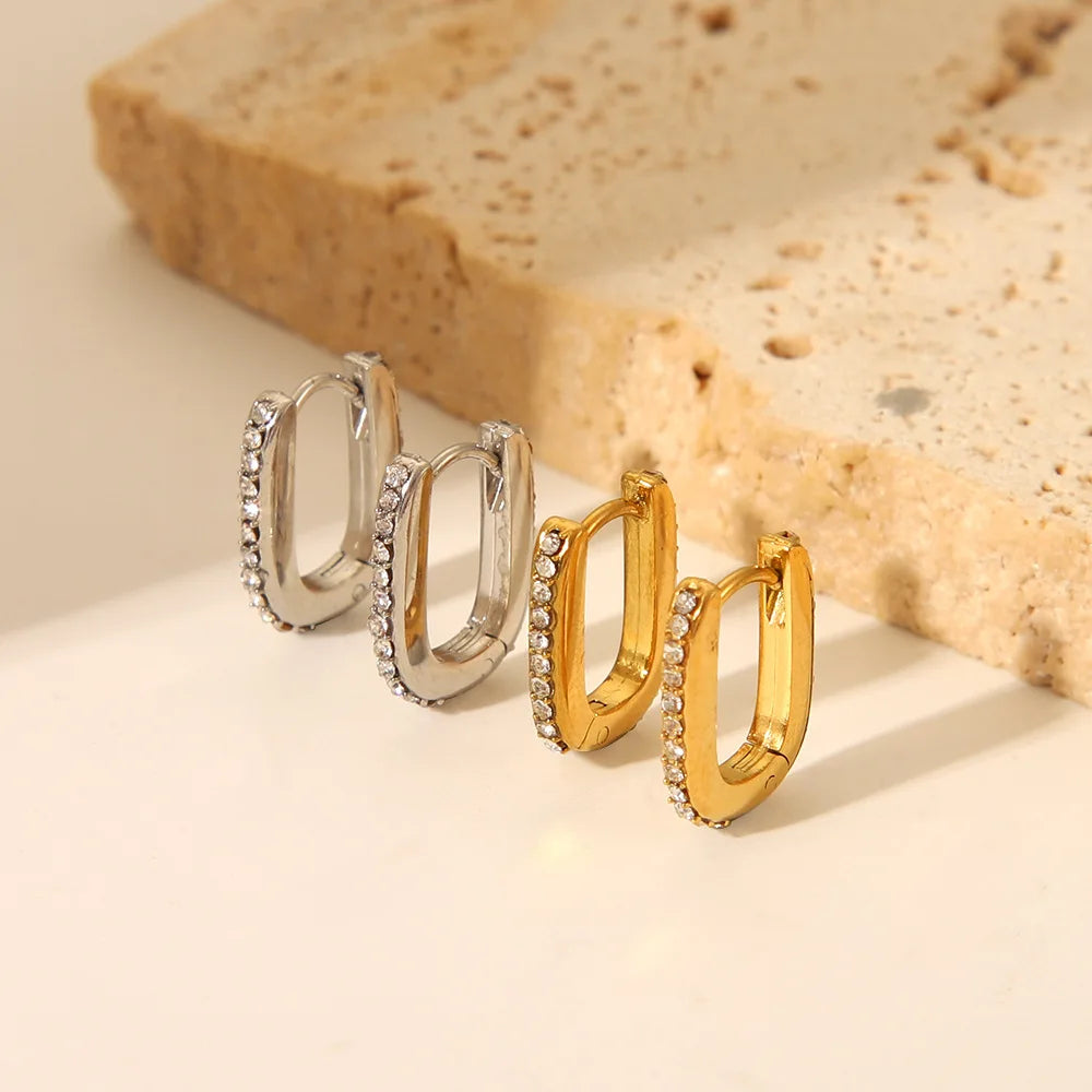 Wholesales Bulk 18K Gold Plated Non Fade Dainty Zircon O-Shaped Stainless Steel Small Hoop Earrings Women Jewelry