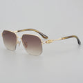 Half Frame Zebra Blue Brown Lenses Multi Color Frame Titanium Pilot Polygonal Travel Outdoor Wholesale Sunglasses Luxury Brand