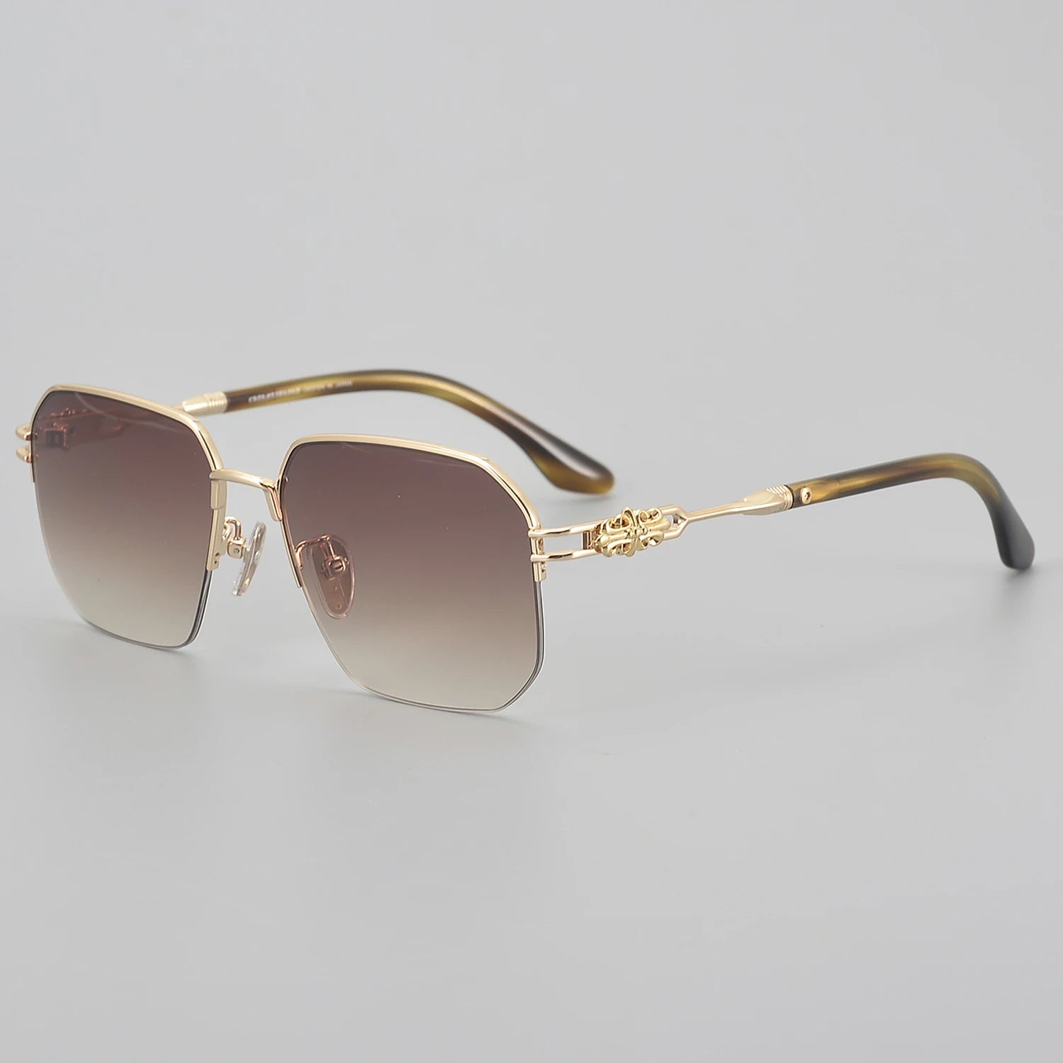 Half Frame Zebra Blue Brown Lenses Multi Color Frame Titanium Pilot Polygonal Travel Outdoor Wholesale Sunglasses Luxury Brand