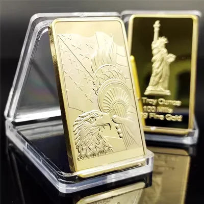 America Statue of Liberty 1 Troy Ounce100 Mills Gold Clad Plated Solid Bar Bullion Coin