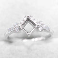 Sterling Silver 5*5/6*6mm Semi Mount Ring Square Shape Empty Frame Blank Claws Setting Base Without Center Stone for Inlay DIY